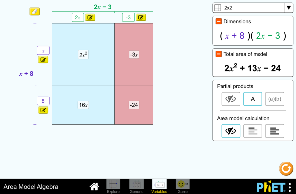 Modelo de rea: lgebra